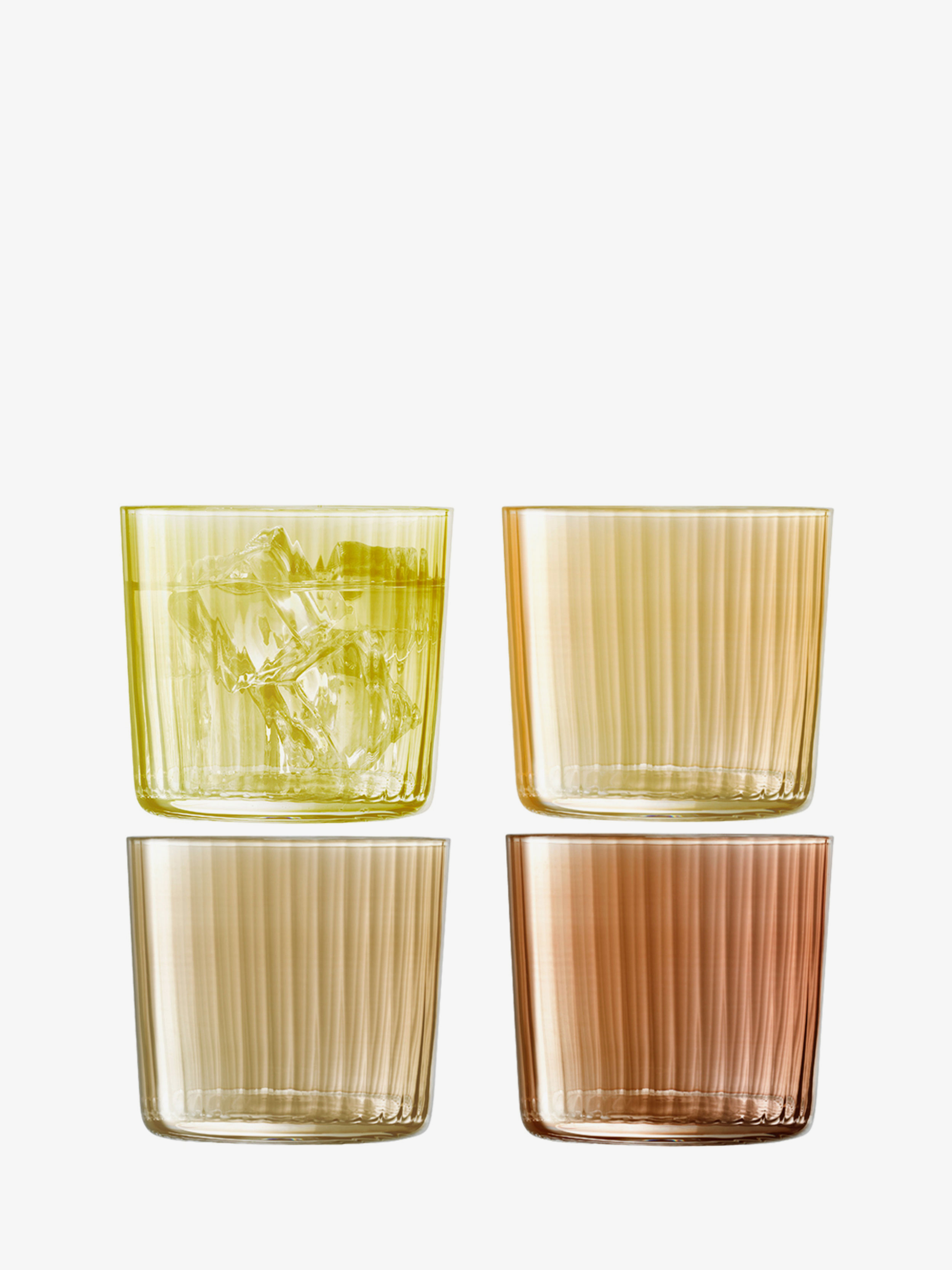 August & Leo 4-Pack 10.5 oz. Faceted Glass Tumblers Refurbished