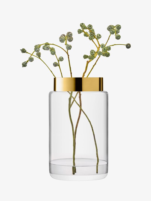 Vase/Lantern H15.75in, Gold | Aurum | LSA Interior